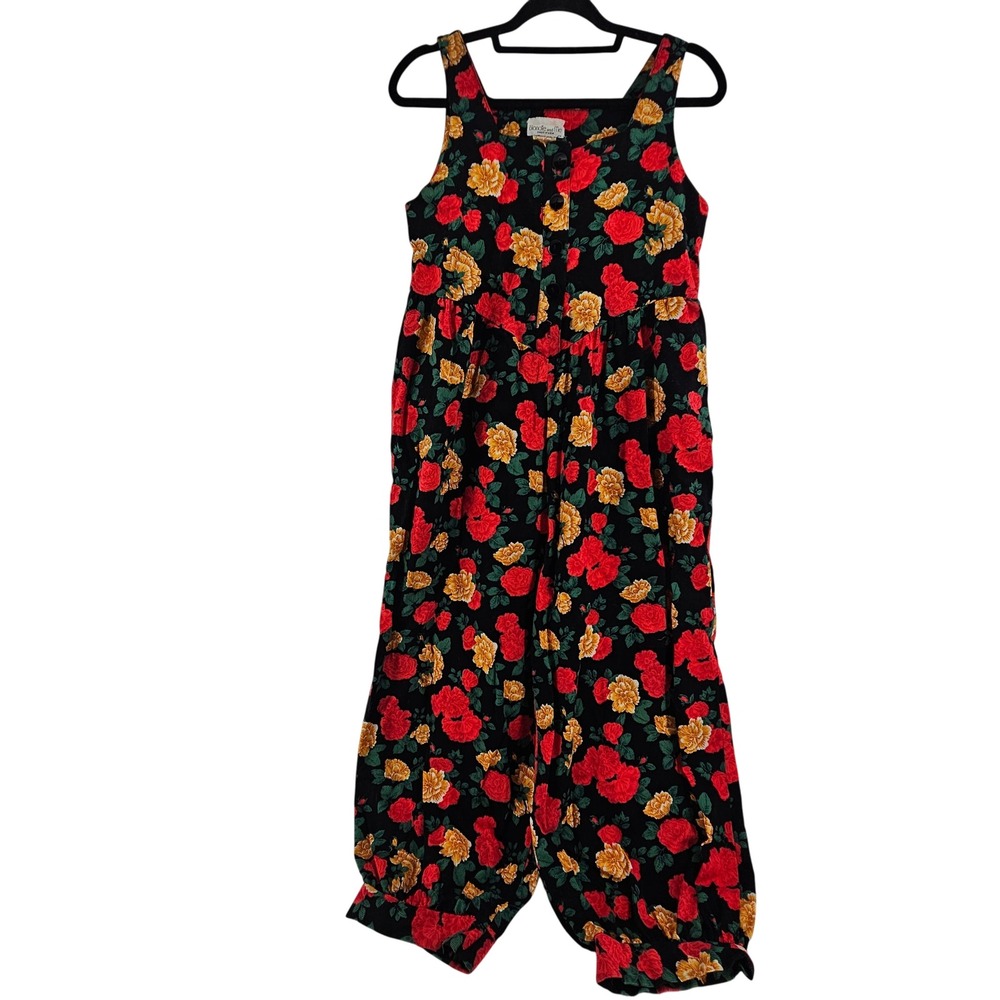 Vintage Blondie and Me Corduroy Floral Overall Romper Size 11‎ Retro